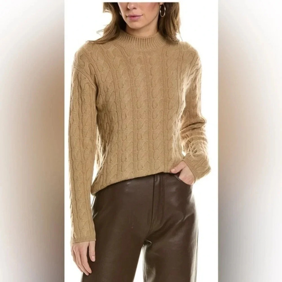 🆕 Vince Twisted Cable Wool & Cashmere-Blend Sweater Brown Small - Picture 1 of 6